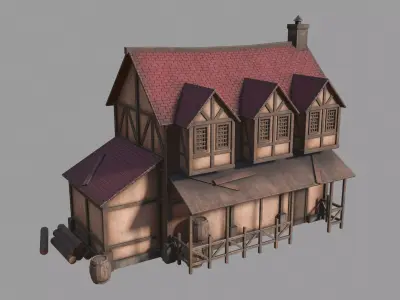 Medieval inn Low-poly 3D model buy