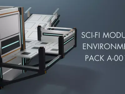 Low-Poly Sci-Fi Modular Environment Pack A-001 DLC Low-poly 3D model