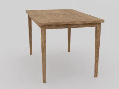 LowPoly Dining Wood Table 4K GameReady Asset Low-poly 3D model