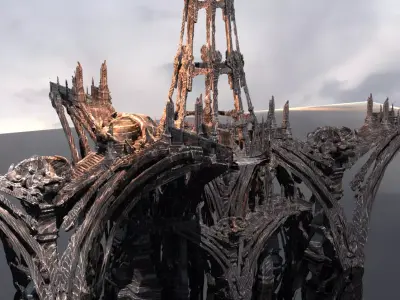 Bloodbourne inspired cathedral structure 3D model