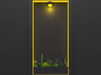 Modern LED Wall Frame with Planter 3D model