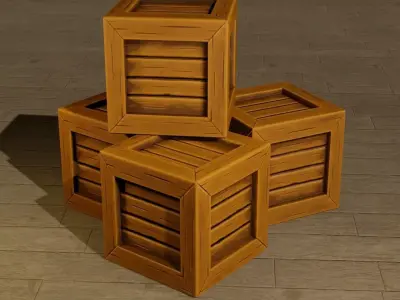 Wooden Box low poly Low-poly 3D model