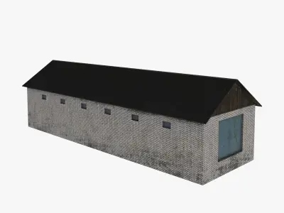 Brick Hangar Low Poly Free low-poly 3D model
