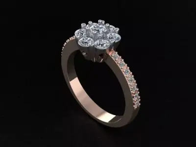 Engagement ring  with  gems CNC model or 3D print model