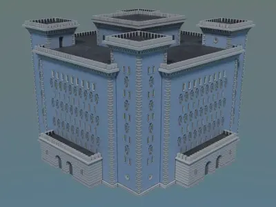 Reichsbahn Berlin Castle Plaster Blue Low-poly 3D model