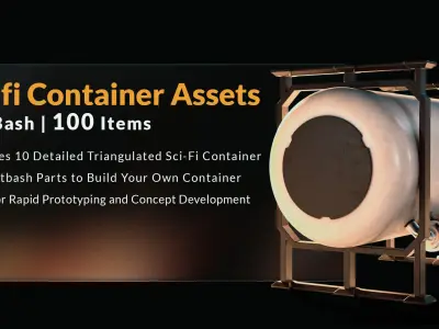 10 Sci-fi Container 3D Model and 100 Sci-fi Container KitBash 3D model