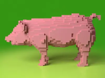 Pig Minecraft Voxel Low-poly 3D model
