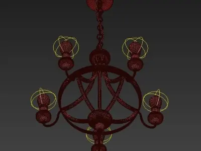 Safra 25 14W Bronze and Brushed Brass 5 Light Chandelier 3D model