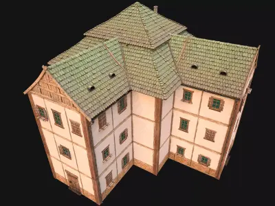 Medieval 3-Storey Town House Low-poly 3D model