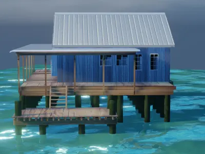 Fishing Camp House Low-poly 3D model