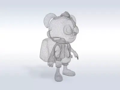 3D Cartoon character t pose studint girl back to school   3D model