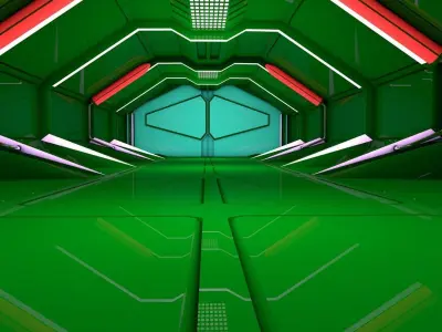 sci fi corridor 3D model 7