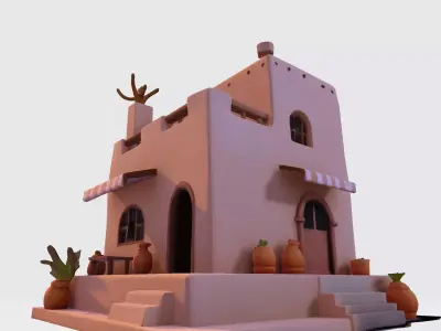 Desert Oasis Home 3D Model  3D print model