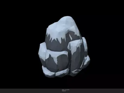 Stylized Snowy Rocks Game Ready - AI Low-poly 3D model