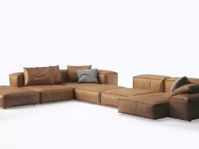 Extrasoft F leather sectional sofa 3D model