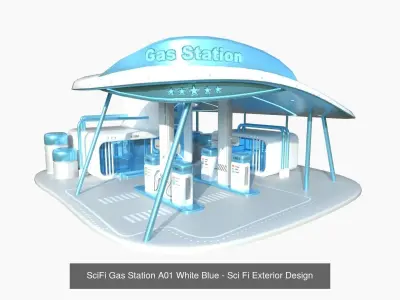 10 Sci Fi Buildings Collection A - White Blue - Exterior Design 3D Model Pack