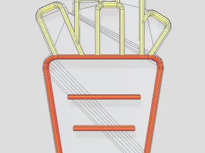Neon Sign Fries Low-poly 3D model