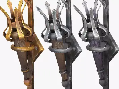 Stylized Castle Torch Low-poly 3D model