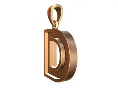 marquee style initial letter D pendant 3D print model