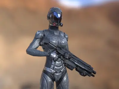 Sci-fi female armor Low-poly 3D model