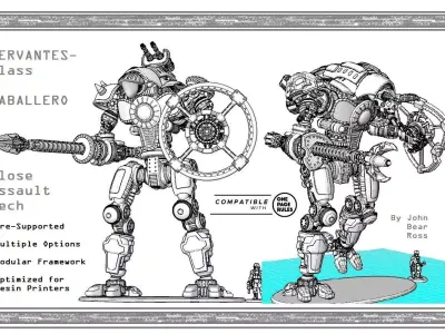 Project Cervantes- The 28mm Caballero Close Combat Mech 3D print model