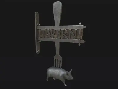 Medieval Tavern Sign  Low-poly 3D model