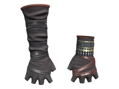Medieval Female Warrior Gloves Low-poly 3D model