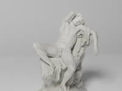 Barberini Faun Sculpture VR AR Mobile-ready Game-ready Low-poly 3D model