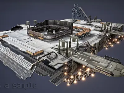 sci-fi  modular building -  cyberpunk construction 3D Model Pack