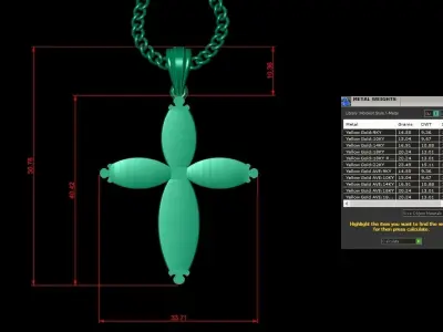 Light Gold 18K Cross Pendant 1CP055 3D print model