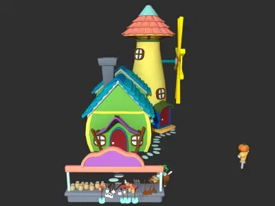 Asset - Cartoons - Background - House 3D model