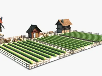 Farm 01 Low-poly 3D model