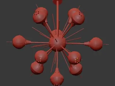 White Glass Globes Sputnik Chandelier 3D model
