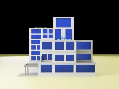 3D isometric low poly building Low-poly 3D model