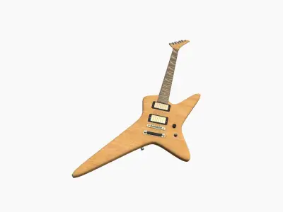 Electric Guitar I09 Light Wood - Music Instrument Design Free low-poly 3D model