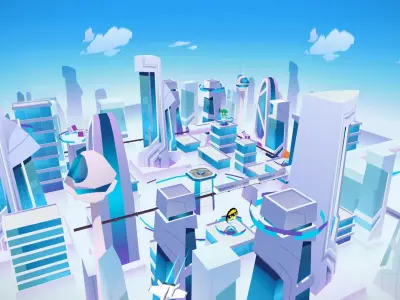 Futurist cityscape asset moderncity asset pack Low-poly 3D model