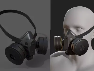 Gas mask protection futuristic technology fantasy 3d low poly Low-poly 3D model