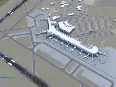 Edmonton Airport 15km Low-poly 3D model
