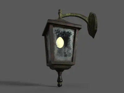 Old Rusted Outdoor Wall Lamp Low-poly 3D model purchase