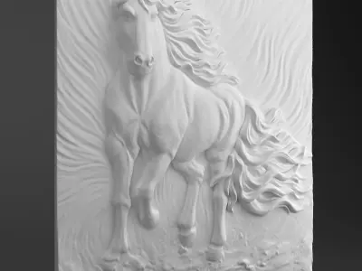 Horse Carving Panel 3D model