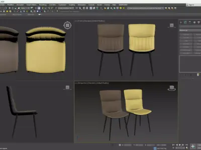 Modern upholstered faux leather dining chair Low-poly 3D model