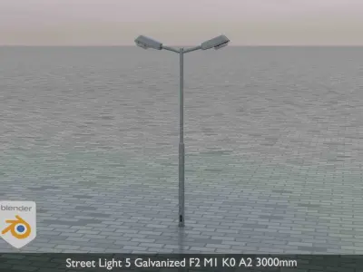 Street Light 5 Galvanized F2 M1 K0 A2 3000mm  Low-poly 3D model
