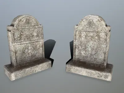 tombstone set two tombstones Low-poly 3D model