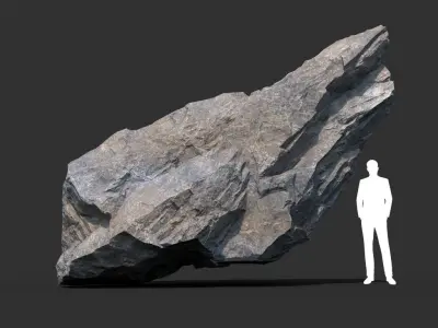 Low poly Gray Rock Formation Pack 191227 Low-poly 3D model