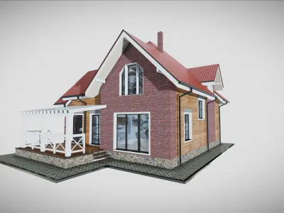 P0016 Residential House Cottage Low-poly 3D model