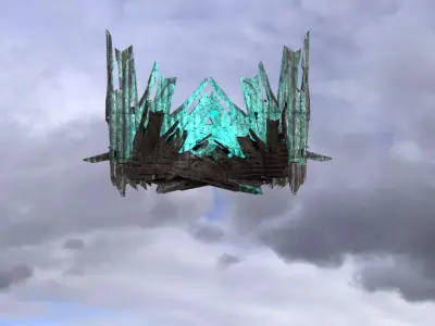 Cyberpunk Dystopian crystal Star crown parts 5 3D model