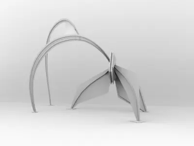 Red modern sculpture 3D model