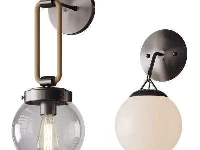 Hooked Globe And Coastal Cottage Rope Globe Sconce 3D model