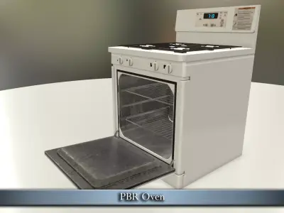 PBR Oven box on table Low-poly 3D model