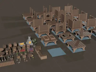 Sea Village Asset Pack Low-poly 3D model
